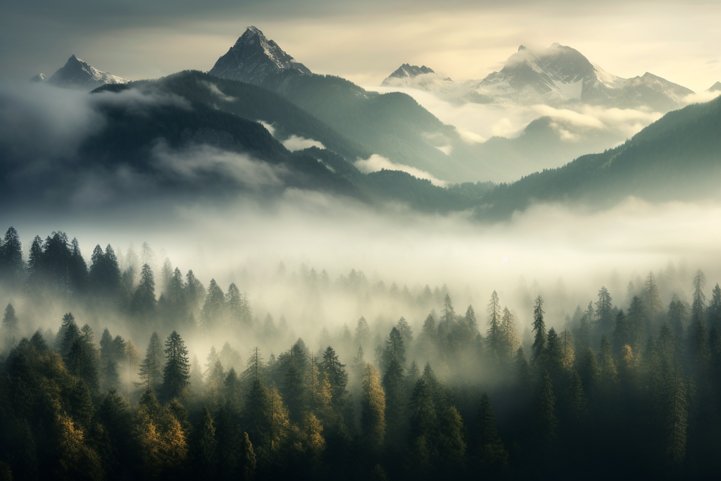 Cloudy Forest Landscape