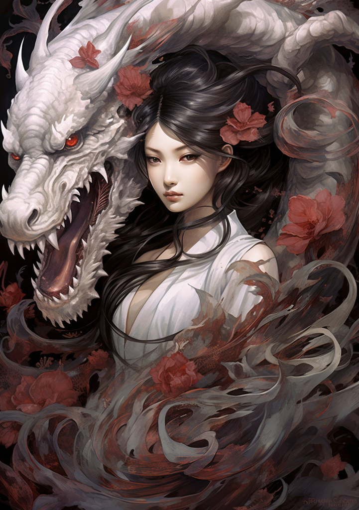 Girl and Dragon Painting