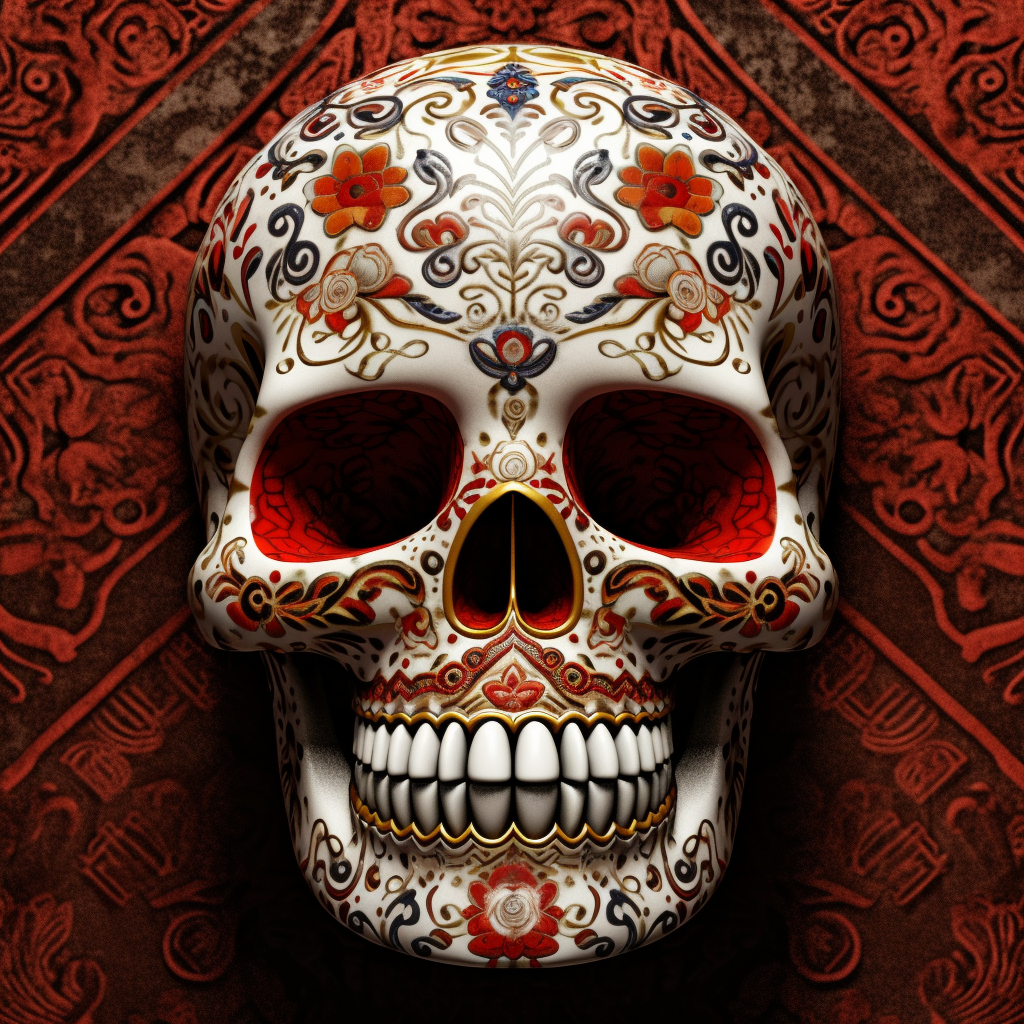 Skull Traditional Japanese Floral Style (---, ---)