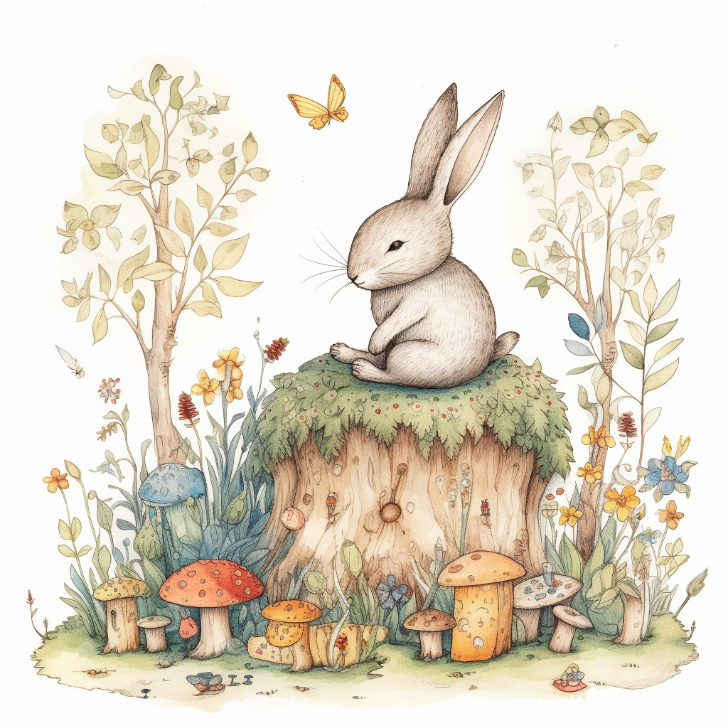 Lapin sur une Souche