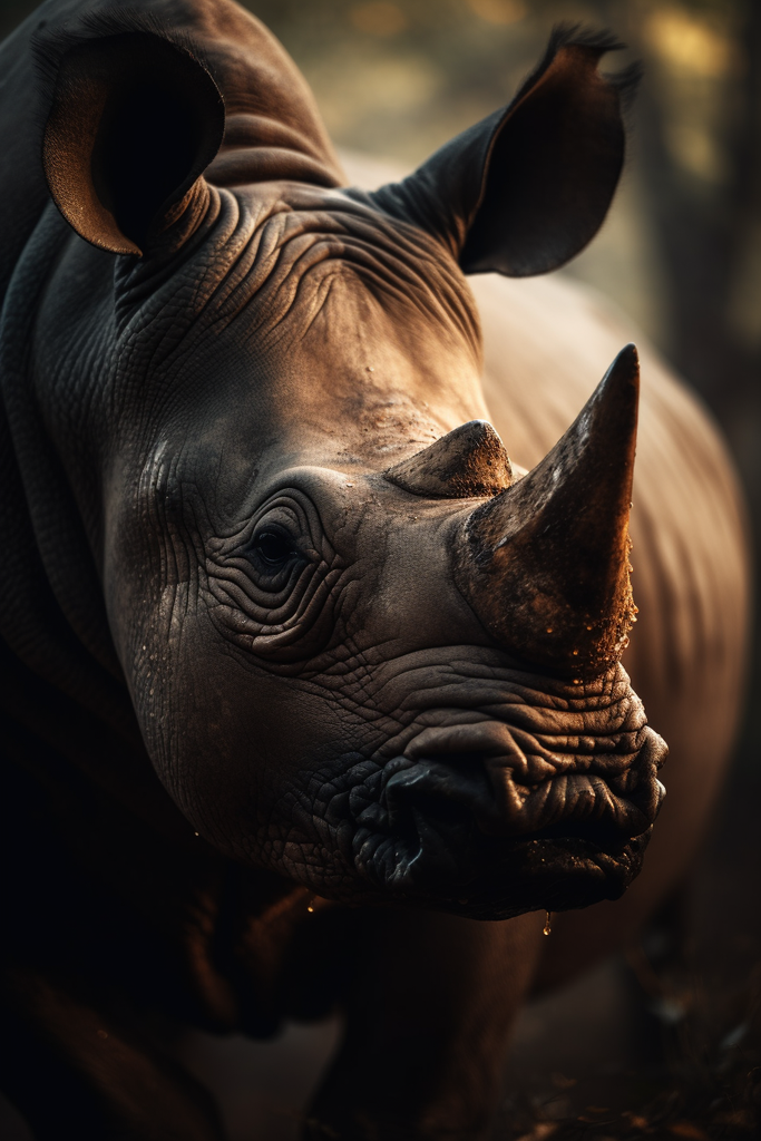 Portrait Rhinoceros Golden Hours