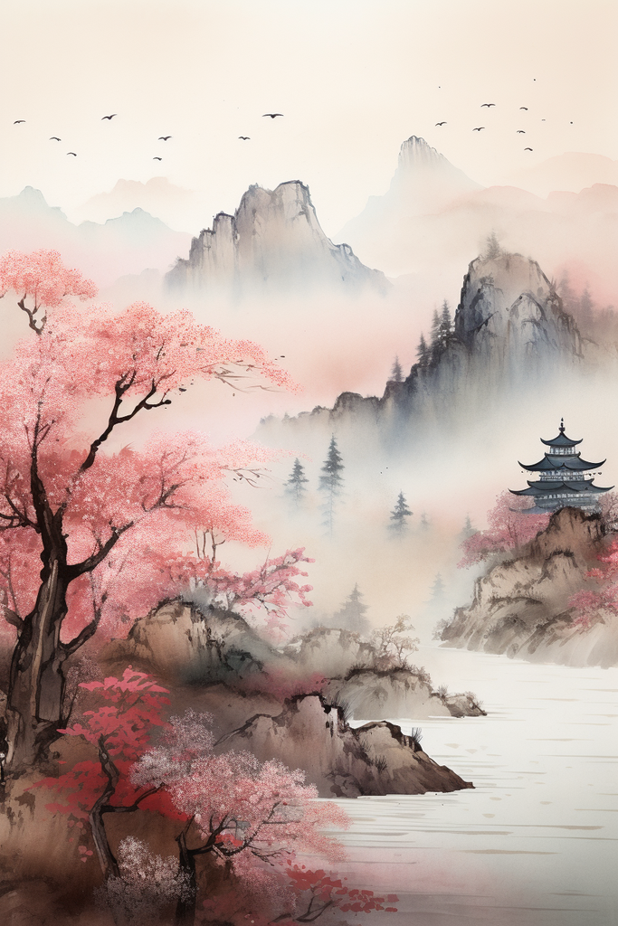 Peaceful Landscape Red