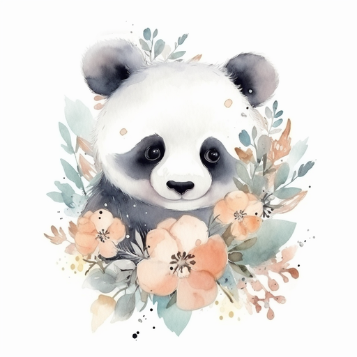 Panda and Orange Flowers