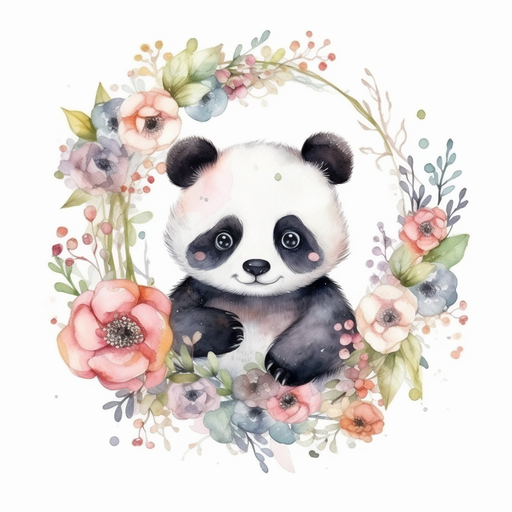 Panda Blue Flowers