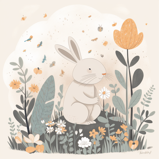 Lapin and Yellow Flower
