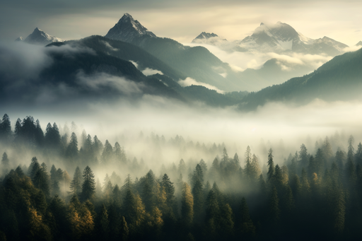 Cloudy Forest Landscape
