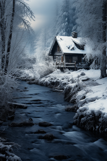 Snowy Cabin in Sweden