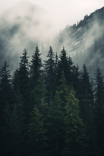 Mountains Pine Trees
