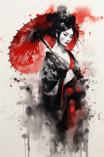 Sumi-e Geisha Side