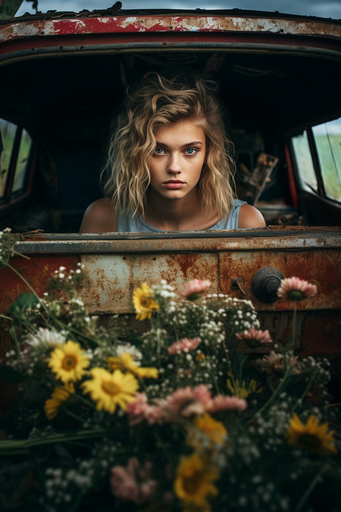Girl in a Rusty Van