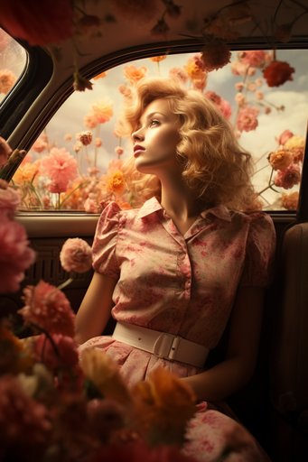 Woman Floral Car