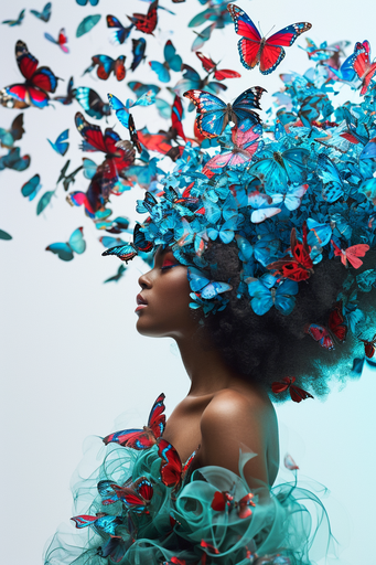 African Blue and Red Butterflies