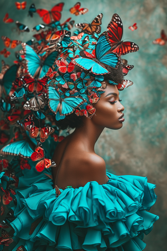 African Turquoise and Red Butterflies