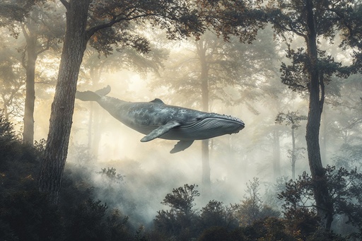Whale Foggy Forest