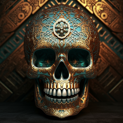 Skull Traditional Aztec Style