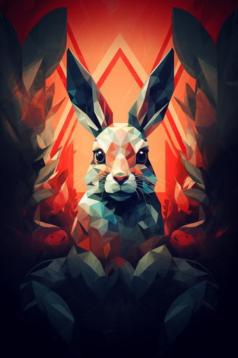 Rabbit Portrait Red