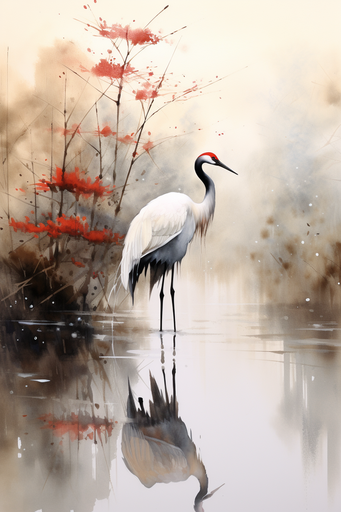 Red Crowned Crane Left
