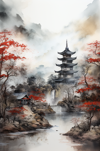 Peaceful Temple Red