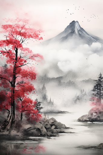 Peaceful Landscape Red